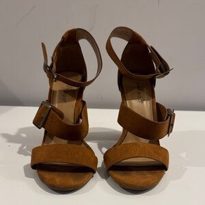 Bamboo brand block heel strappy sandals in brown